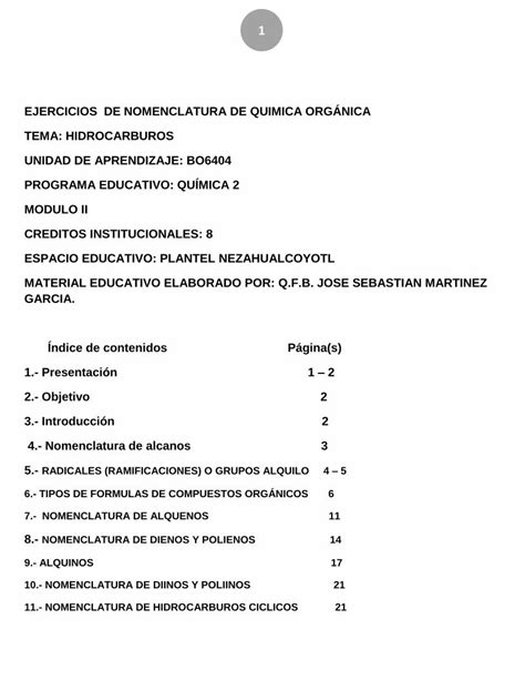 Pdf Ejercicios De Nomenclatura De Quimica Org Nica Tema Pdfslide Net