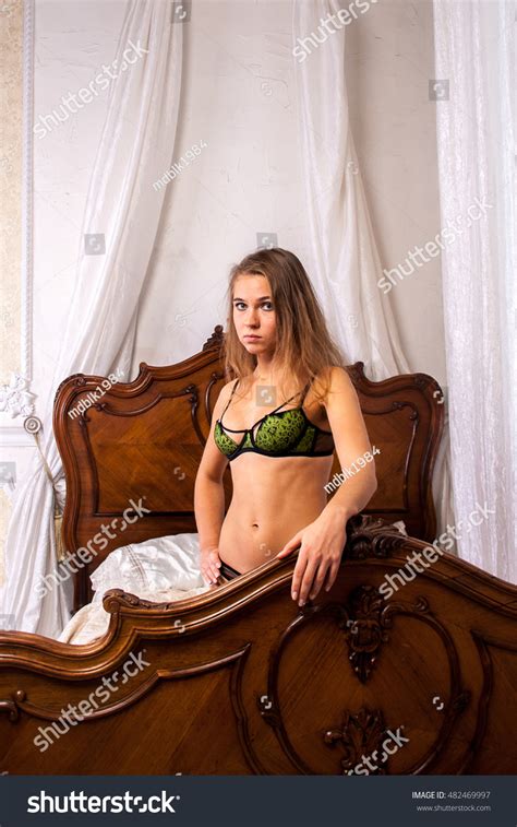 Woman Lingerie Posing On Bed Interior Stock Photo 482469997 Shutterstock
