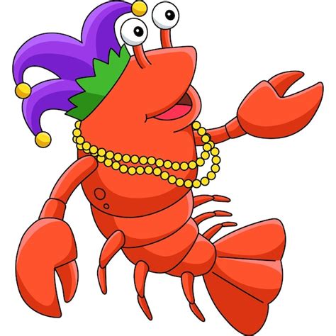 Premium Vector Mardi Gras Jester Crawfish Cartoon Colored Clipart