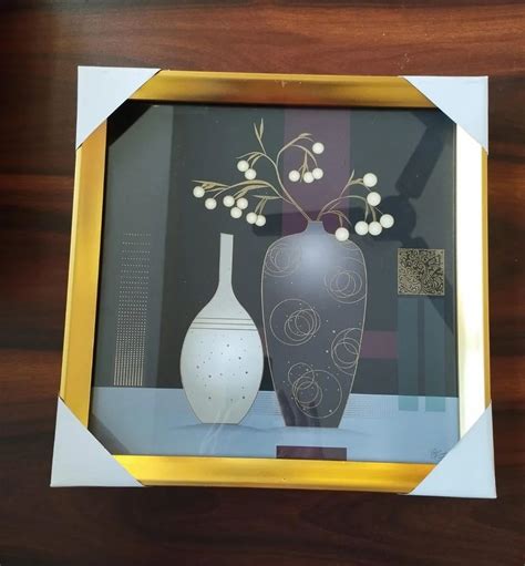 Kolorkraft Glossy Golden Flower Vase Paintings For Decoration Shape