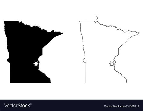 Minnesota mn state map usa with capital city star Vector Image