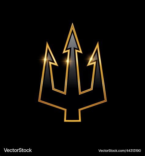 Golden Trident Logo Sign Royalty Free Vector Image