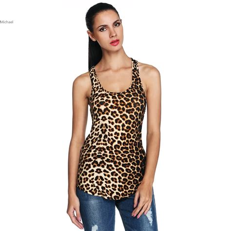 2017 Sexy Women O Neck Leopard Slim Tank Tops Summer Style Sleeveless Casual Club Wear Plus Size