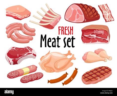 Conjunto De Carne Vector Iconos De La Carne Fresca Imagen Vector De