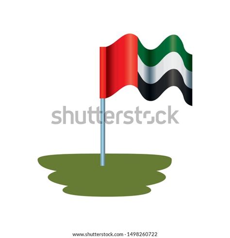 United Arab Emirates Flag Waving Pole Stock Vector Royalty Free