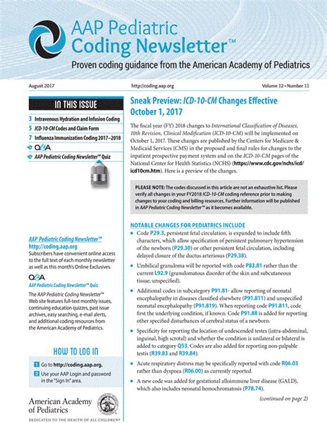 Icd 10 Cm Codes And Claim Form Aap Pediatric Coding Newsletter