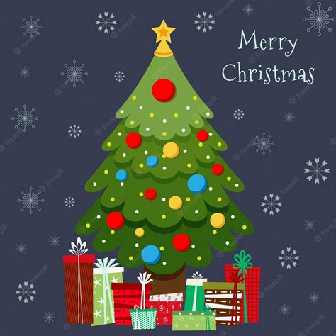 Premium Vector Christmas Illustration With Christmas Tree And T