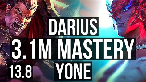 Darius Vs Yone Top 3 1m Mastery 8 1 6 400 Games Godlike Kr