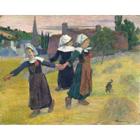 Meninas Bretãs Dançando de Paul Gauguin 30 x 38 cm Tela Canvas Para