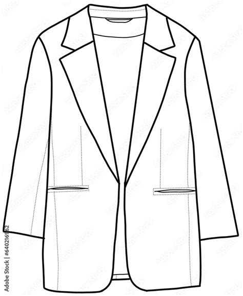 Womens Blazer Jacket Slim Fit Jacket Technical Drawing Vector