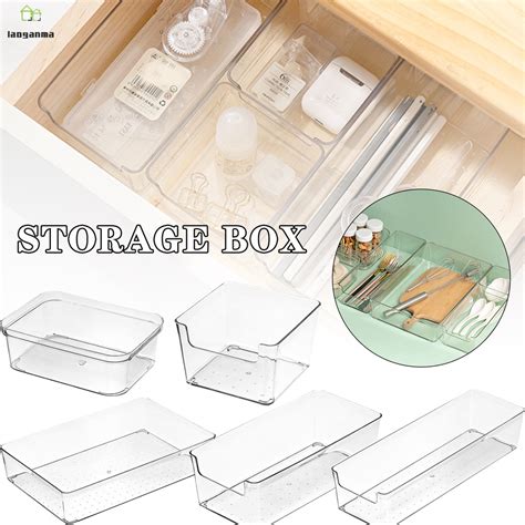 Desk Drawer Clear Organiser Trays Plastic Storage Boxes Divider Small