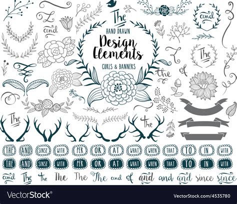 Hand Drawn Elements Royalty Free Vector Image Vectorstock