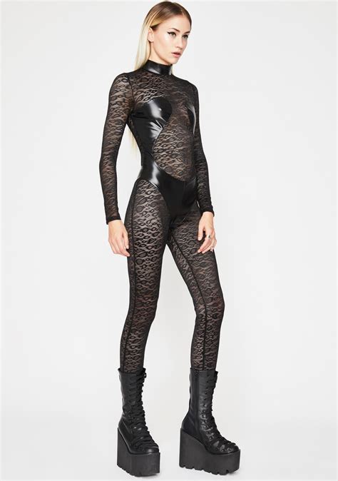 Sheer Leopard Mock Neck Catsuit Dolls Kill