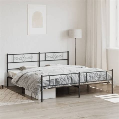 Vidaxl Metal Bed Frame Without Mattress With Footboard Black X