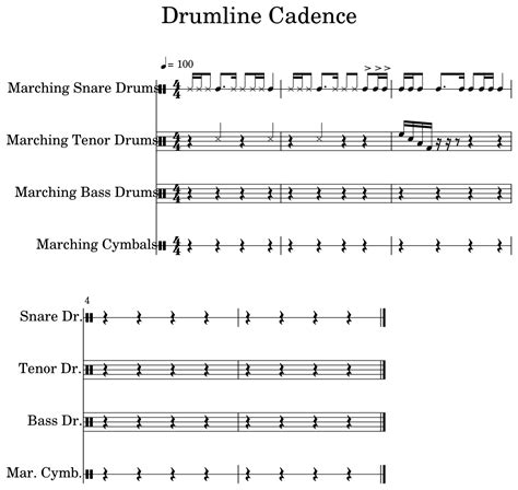 Drumline Cadence - Sheet music for Marching Bass Drums