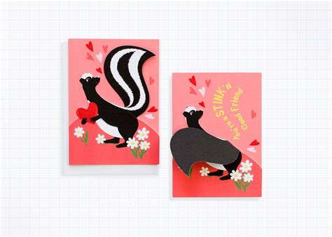 Kids Valentine Card Skunk Valentine Palentines Day Etsy