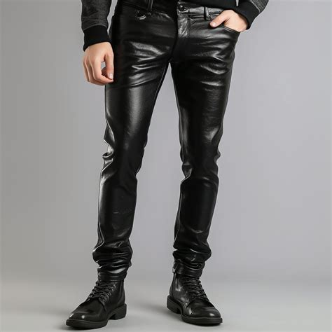 Real Sheep Skin Leather Pants Biker Leather Jeans Black Pants T For Men Hand Crafted Genuine