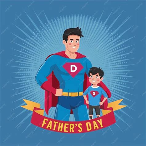 Premium Photo Fathers Day Card With Super Dad And Son Characters In