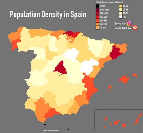 Population density in Spain [OC] : MapPorn