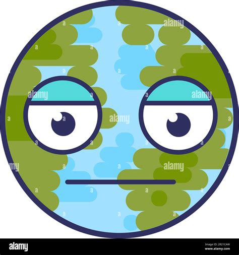 Planet Astonished Expression Funny Emoji Vector Earth Globe With Wide