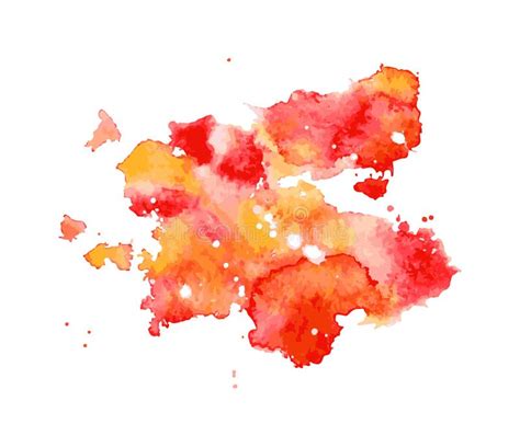 Red and Orange Watercolor Splash, Spot, Dot and Stripe Isolated on ...