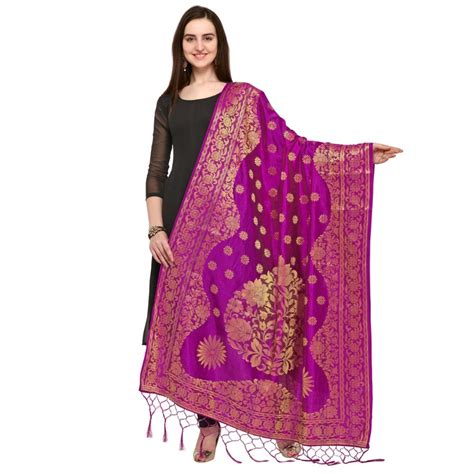 Silk Printed Banarasi Dupatta Pink At Rs In Surat Id