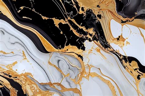 Premium Ai Image A Marble Wall With Gold And Black Marbles