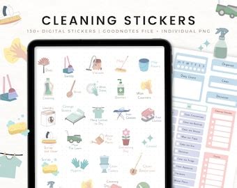 Chores Digital Planner Stickers Cleaning Goodnotes Stickers Etsy