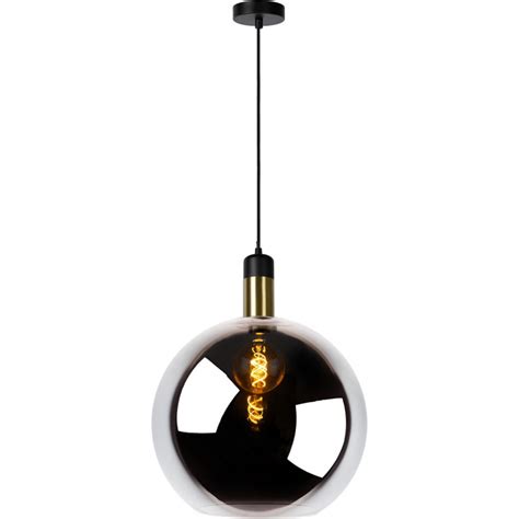 Stylish Julius Smoke Grey Glass Ball Pendant Lamp Lucide