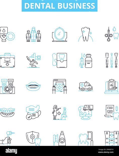 Dental Business Vector Line Icons Set Dentistry Oral Hygiene Teeth