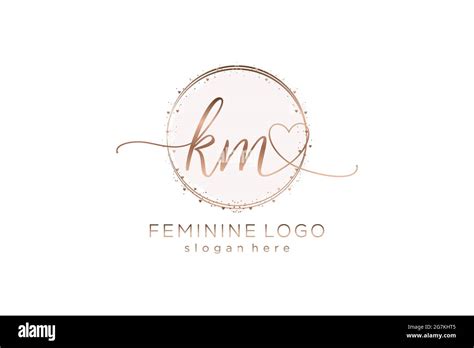 KM Handwriting Logo With Circle Template Vector Logo Of Initial Wedding