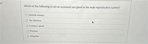 Solved Which Of The Following Is Not An Accessory Sex Gland Chegg