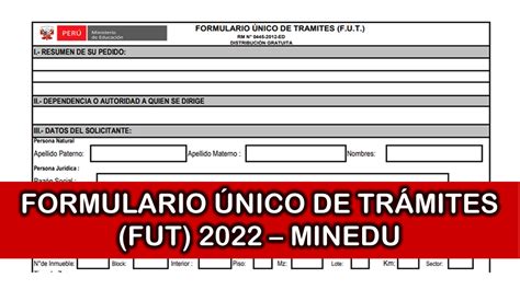 FORMULARIO ÚNICO DE TRÁMITES FUT 2022 MINEDU Mathtic