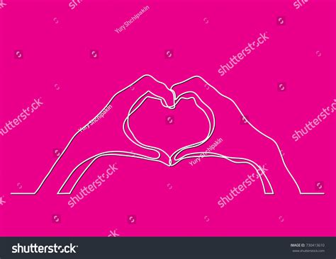 Continuous Line Drawing Hands Showing Love Vector De Stock Libre De Regalías 730413610