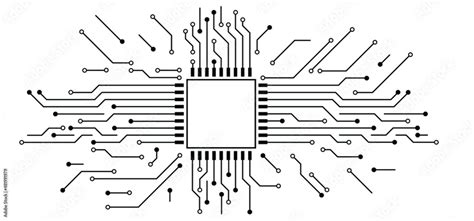 Circuit Board Or Electronic Motherboard Lines And Dots Connect Vector High Tech Technology