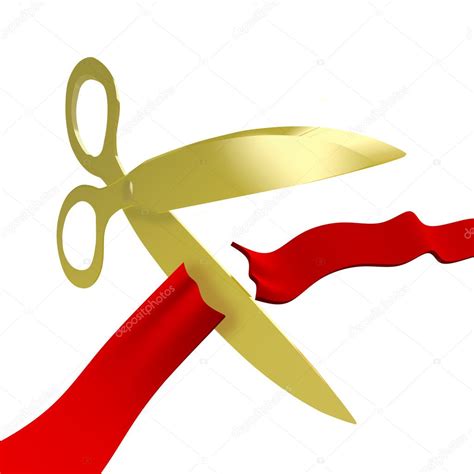 Gold Scissors Cutting Red Ribbon — Stock Photo © iqoncept #2039556