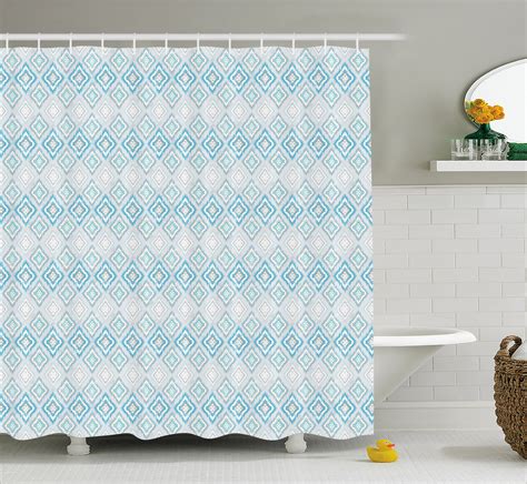 Ikat Shower Curtain Pale Colored Geometric Aztec Pattern Traditional Peruvian Culture Elements