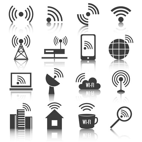 Wireless Communication Network Icons Set Vector Art At Vecteezy