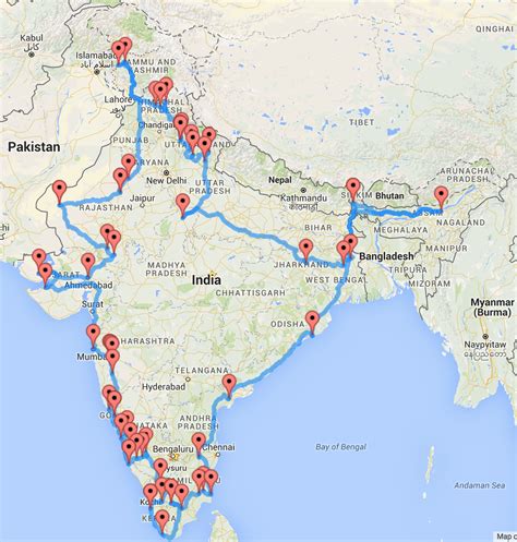 All India Road Trip Map - Birdie Sharline