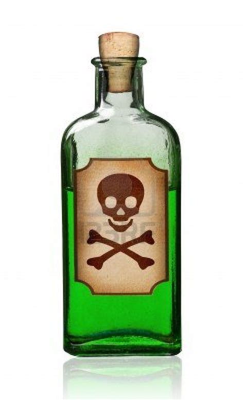 Old Fashioned Poison Bottle With Label Isolated Clipping Path Stock