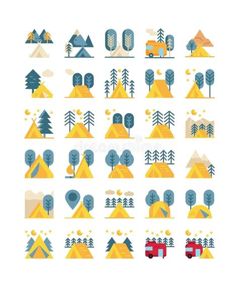 Camping Campground Flat Icon Stock Illustration Illustration Of