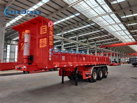 Hydraulic Rear Dump Trailer Axles Cubic Meter Tipper Semi Truck