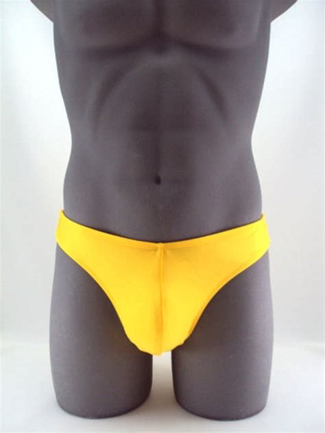 Tahitian Sexy Yellow Men Bikini Swimsuit No Drawstring Etsy