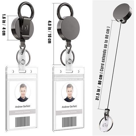 Pack Heavy Duty Metal Retractable Badge Holder Reel With Belt Clip