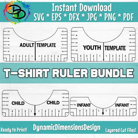 Tshirt Ruler SVG Bundle T Shirt Alignment Tool DXF Shirt Placement