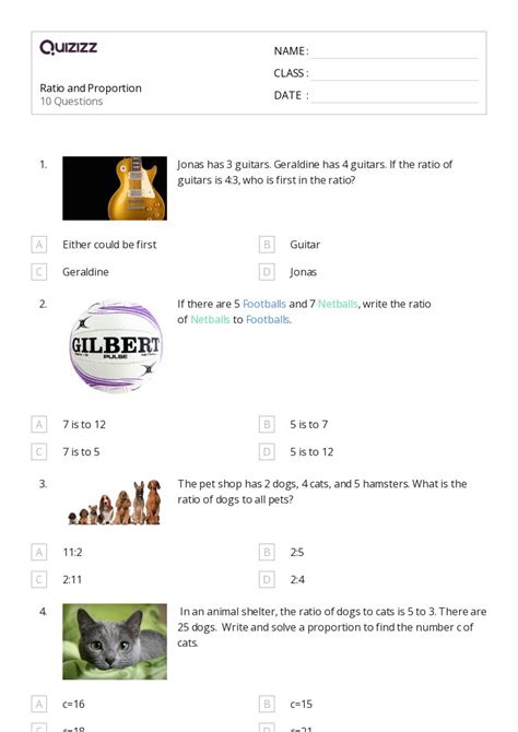 Lembar Kerja Persen Rasio Dan Tarif Untuk Tk Di Quizizz Gratis