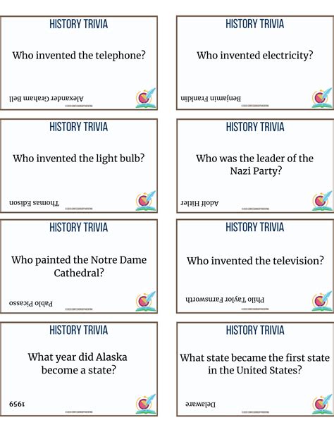 50 History Trivia Questions For Kids Etsy