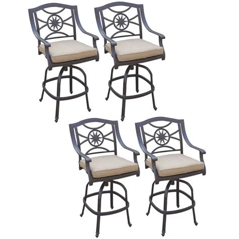 Darlee Ten Star 4 Piece Cast Aluminum Patio Swivel Bar Stool Set W