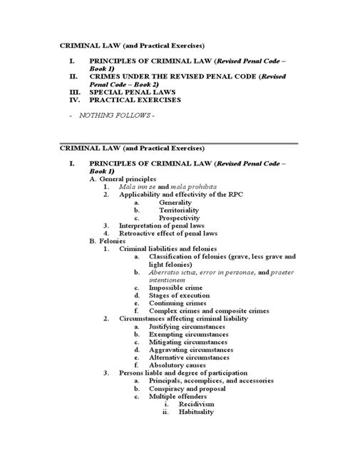 Syllabus Criminal Law And Practical Exercises Bar Exams 2022 Pdf Criminal Law Crime