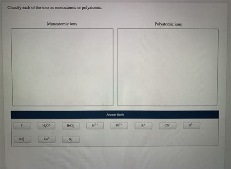 Solved Classify Each Of The Ions As Monoatomic Or